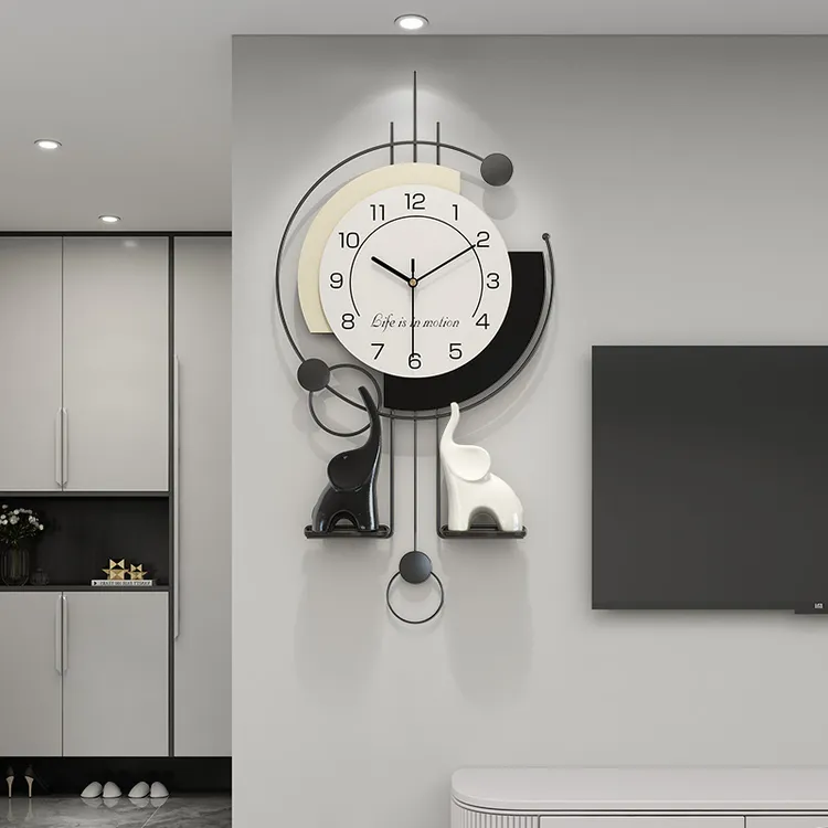 吉象如意--恋妆创意简约装饰挂钟静音钟表免打孔餐厅客厅玄关挂件