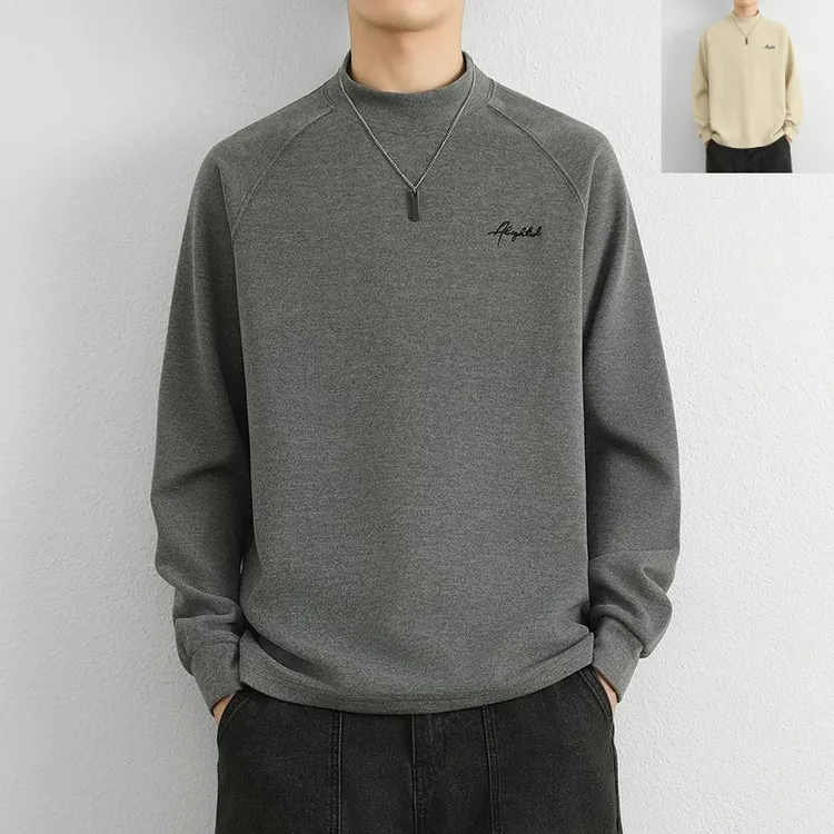 德绒打底衫男秋冬季加绒内搭保暖衣服双面绒男长袖卫衣半高领秋衣