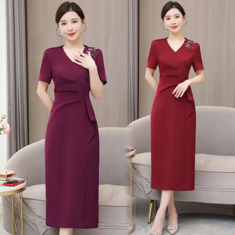 高端喜婆婆婚宴装晚礼服短袖2025高贵年轻丈母娘妈妈婚礼裙洋气夏