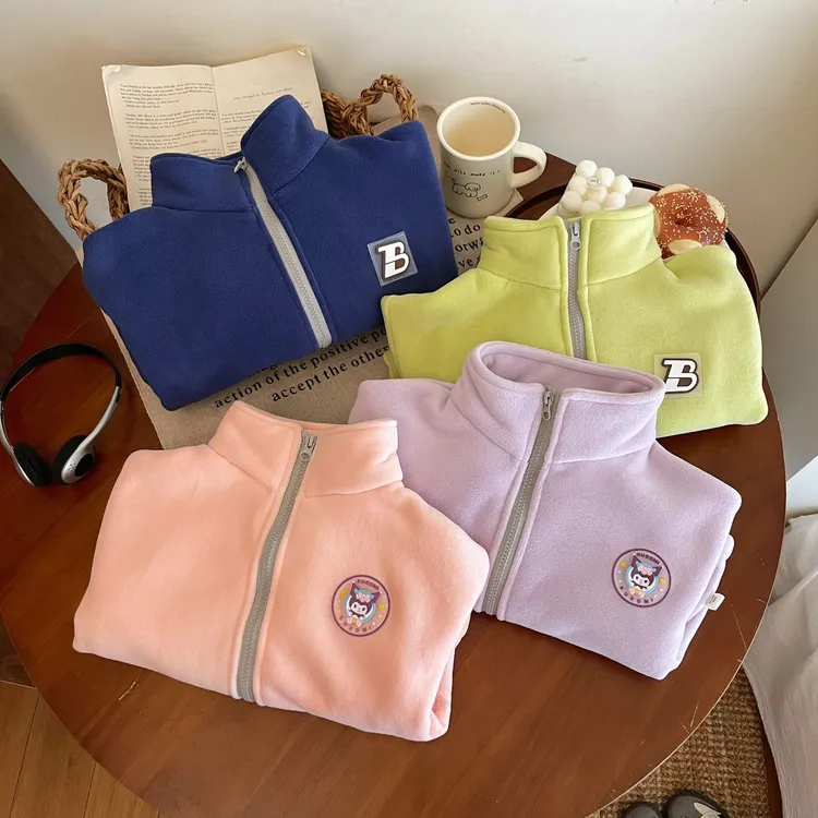 儿童冬季加绒加厚奥粒绒外套中大童百搭保暖外穿棉袄校服神器