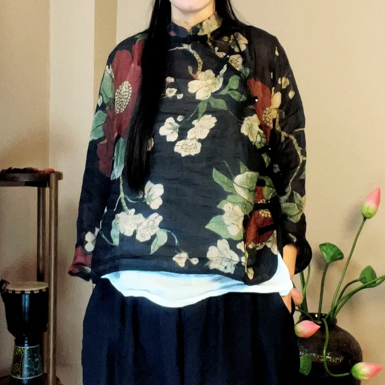麻九~文艺苎麻上衣百搭复古斜门襟盘扣小褂子