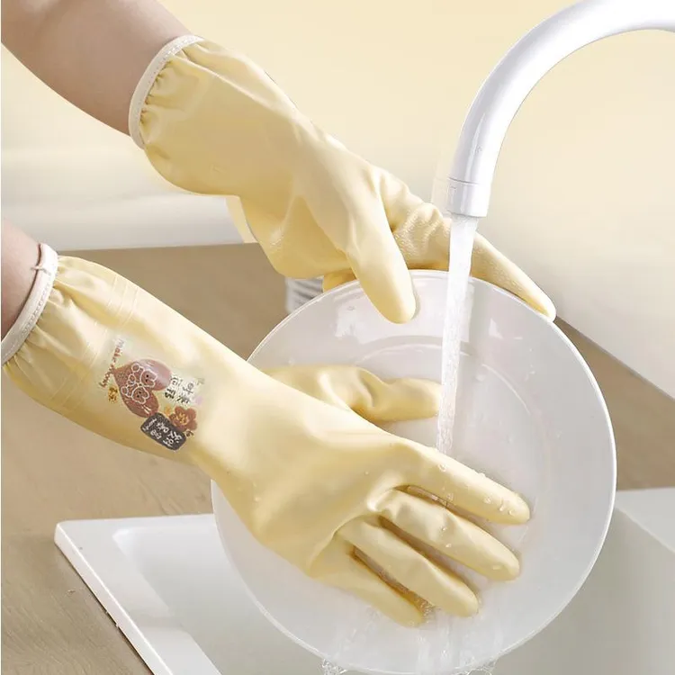 家用橡胶加长手套加厚耐用秋冬保暖清洁防水洗衣厨房洗碗手套家务