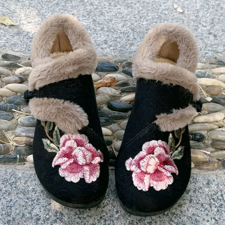 冬季老北京布鞋女棉鞋民族风加绒保暖中老年妈妈鞋外穿汉服鞋防寒