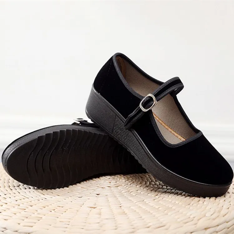 【聚酯底】厚底工作鞋女黑色布鞋一代布鞋女商场老北京舞蹈鞋女款