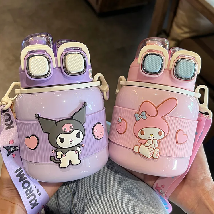 库洛米儿童保温杯大容量女生2024新款水杯学生上学专用双饮墩墩杯