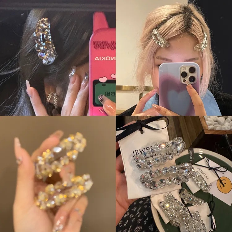 6047爆闪blingbling鸭嘴夹发夹侧边刘海夹甜美网红发饰少女发卡