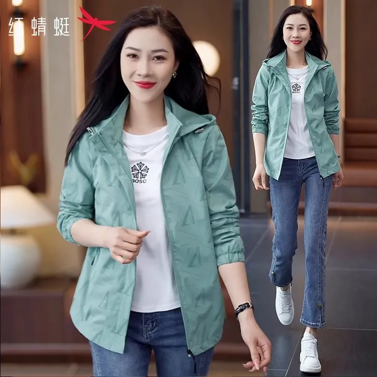 【品牌】红蜻蜓休闲外套女秋季2025新款时尚冲锋衣薄款夹克短款上衣