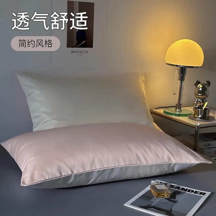 冰丝枕套一对装夏季水洗凉感纯色枕头芯套单个成人枕巾夏天内胆套