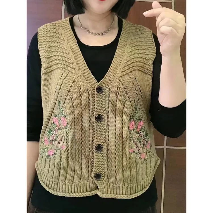 2025年春秋冬新款刺绣马甲拉链百搭减龄大气时尚叠穿显瘦休闲开衫