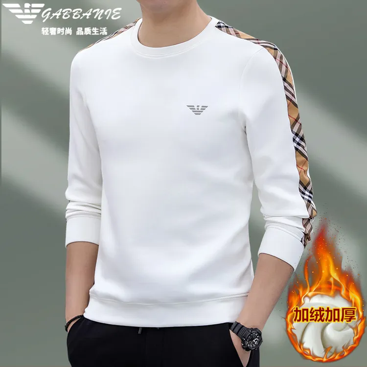 意大利专柜轻奢卫衣男士长袖加厚T恤秋冬季新款加绒宽松大码男装