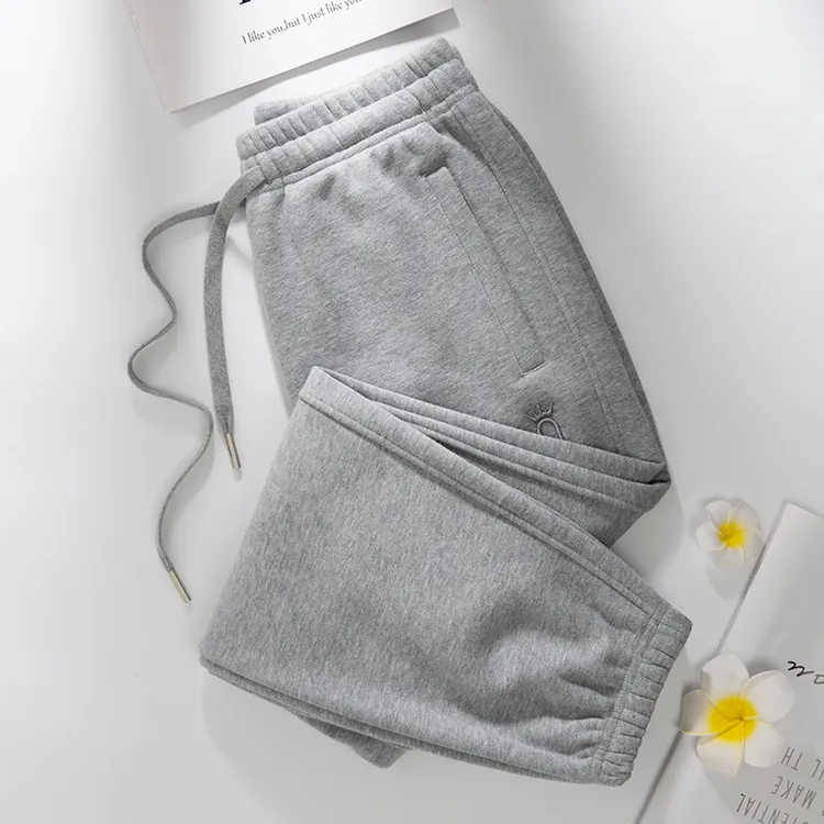 高档九分裤秋冬长裤女士运动高腰休闲裤灯笼裤全棉加绒加厚小个子