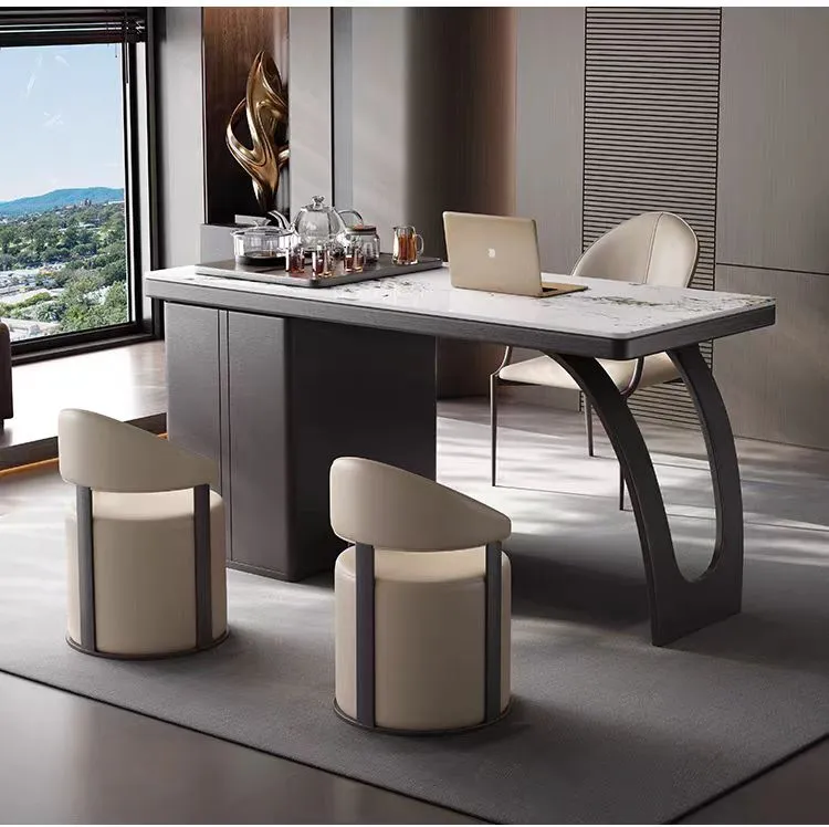 现代简约轻奢岩板茶桌高品质多功能全自动上水方形阳台办公式书房