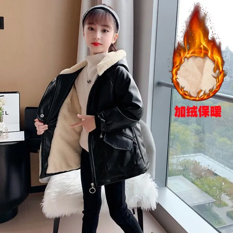 女童中长款儿童秋冬季2025韩洋气中大童加厚风衣加绒保暖网红外套