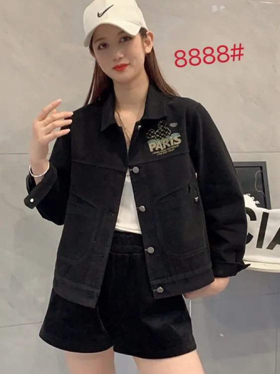 妈妈装秋装新款休闲宽松衬衫领牛仔外套洋气拼接百搭时尚四季