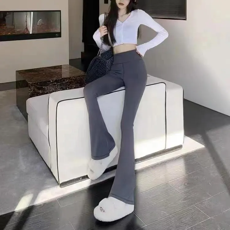 微喇鲨鱼裤女外穿秋冬季加绒加厚高腰提臀瑜伽喇叭裤弹力显瘦