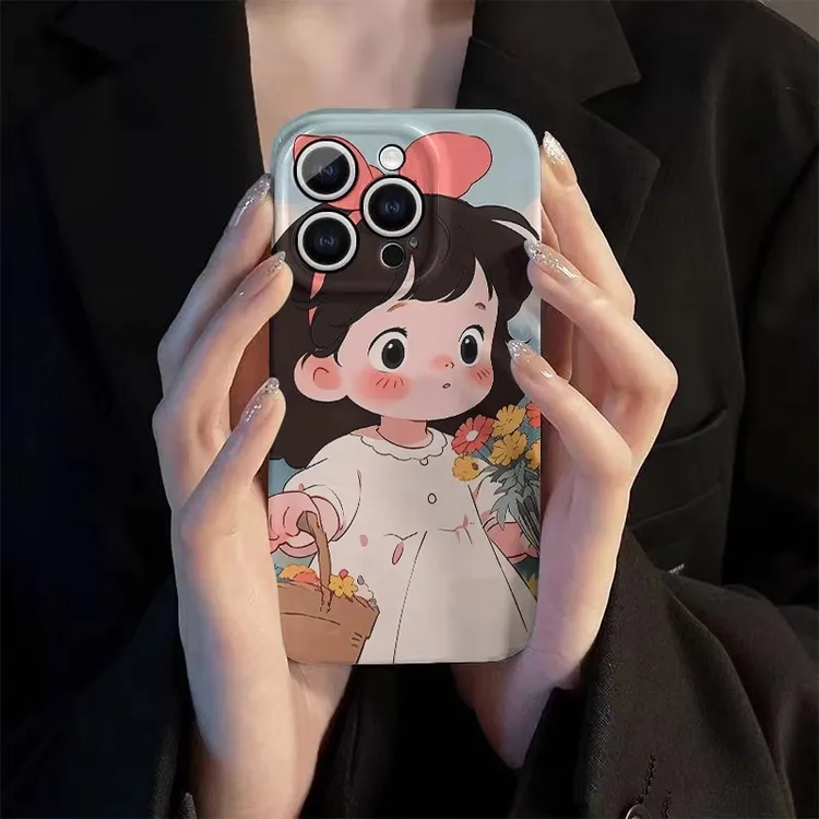 菲林软壳防摔采花女孩适用苹果16华为oppo小米15vivox200pro一加