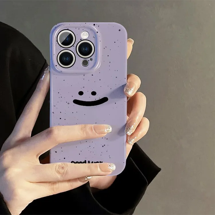 菲林软壳防摔紫色笑脸k70pro适用苹果16华为oppo小米vivoy200一加