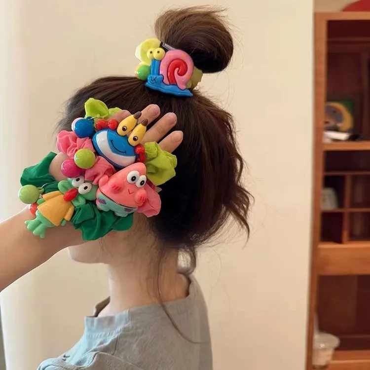新款卡通发饰多巴胺发圈可爱头绳女大肠圈甜美皮筋发绳头饰女时尚