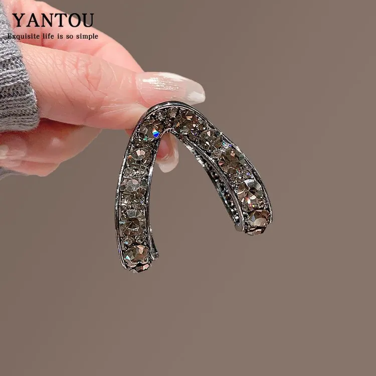 枪黑V形中号抓夹高马尾固定神器鲨鱼夹丸子头扎发发夹女发卡女