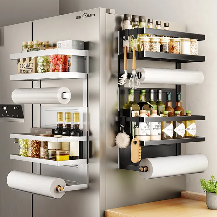 帅仕厨房磁吸冰箱置物架侧收纳架壁挂纸巾架侧边多功能架子【达人】