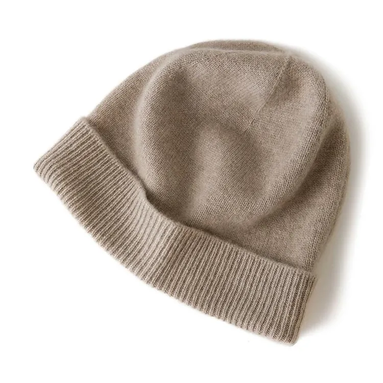 肤若平面螺纹边山羊绒帽子男士女士百搭秋冬保暖冷帽纯色韩版包头