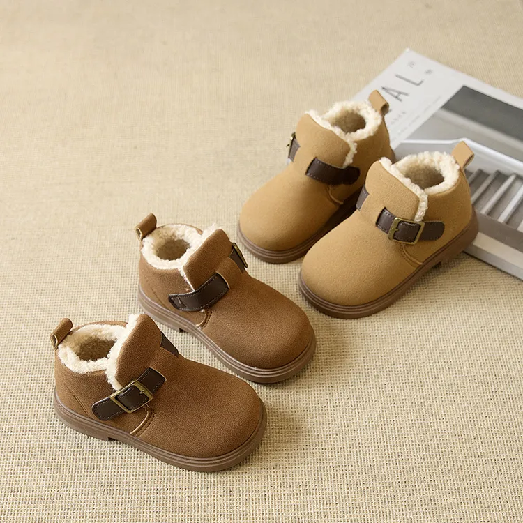 2024冬季儿童男童女童宝宝加绒加厚保暖防滑时尚勃肯雪地靴棉靴