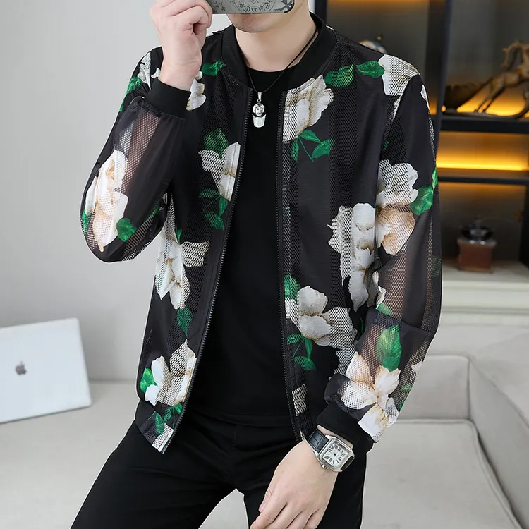 大码镂空条纹防晒衣时尚百搭男女同款镂空潮