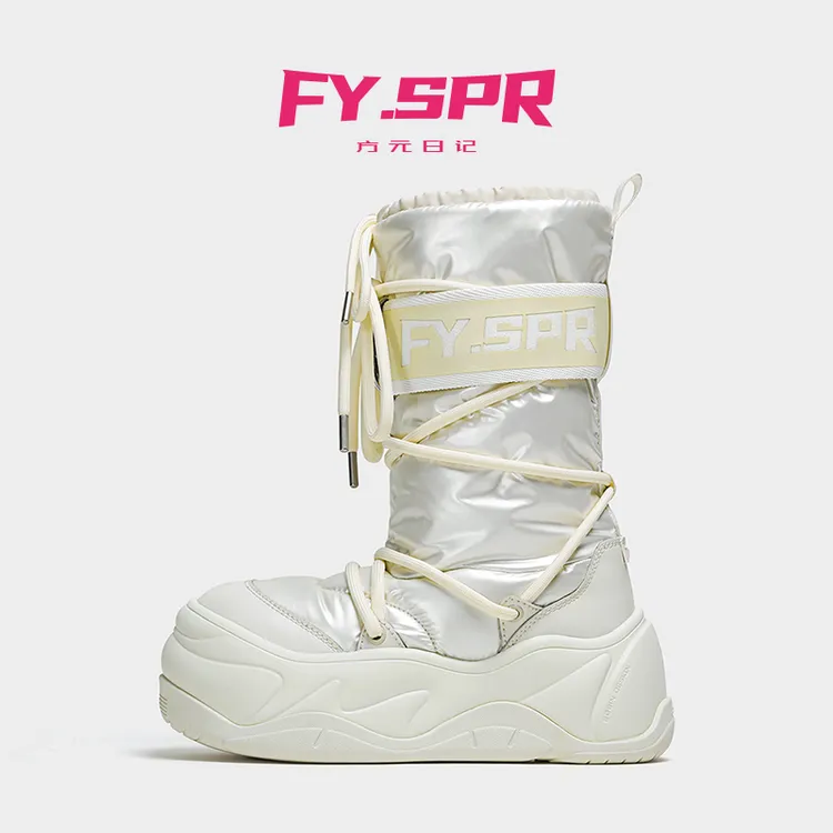 ins爆款月亮7CM厚底中筒防水防滑羽绒厚底增高鞋