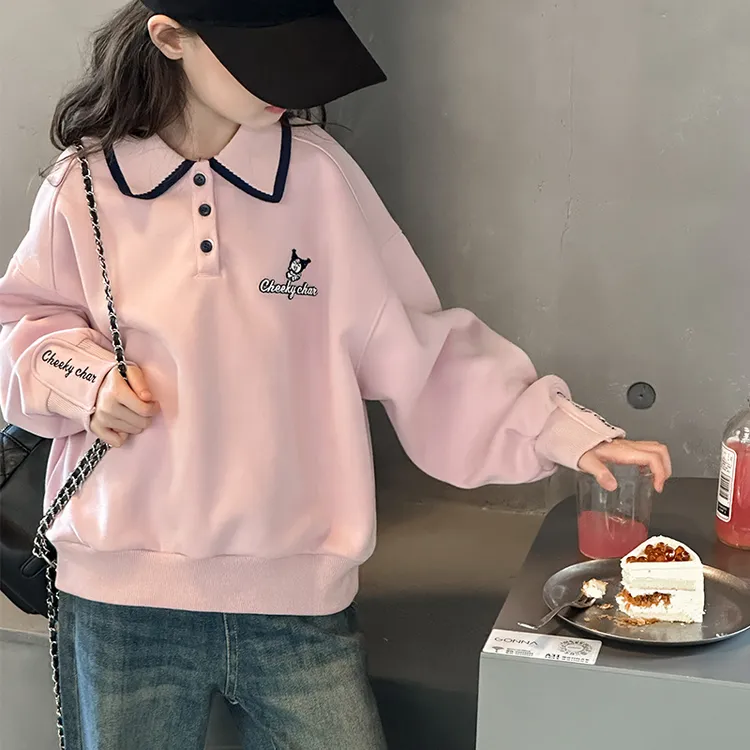 女童卫衣春秋款2025新款洋气儿童春装长袖小女孩春季POLO领上衣潮