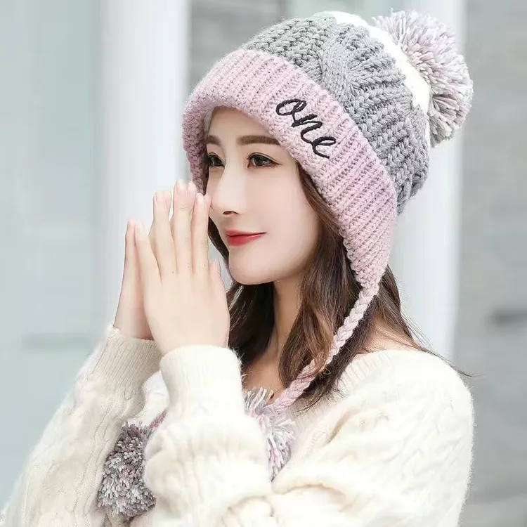 加绒加厚帽子女韩版学生针织帽百搭时尚保暖毛线帽新款冬款冬帽