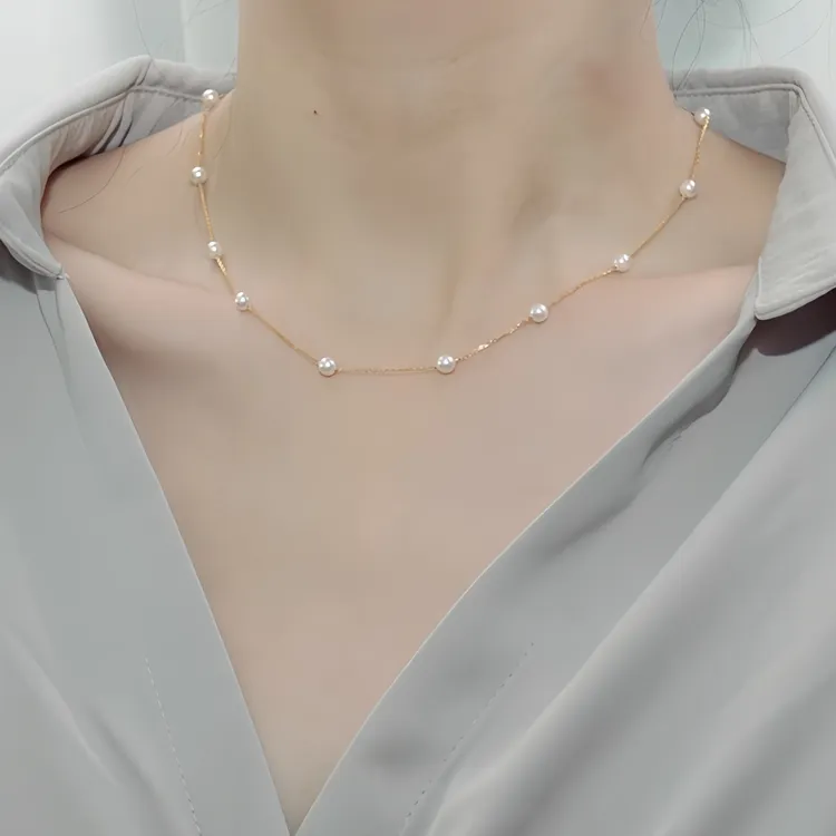 钛钢项链 满天星气质轻奢珠珠项链女韩版新款春夏时尚百搭锁骨链