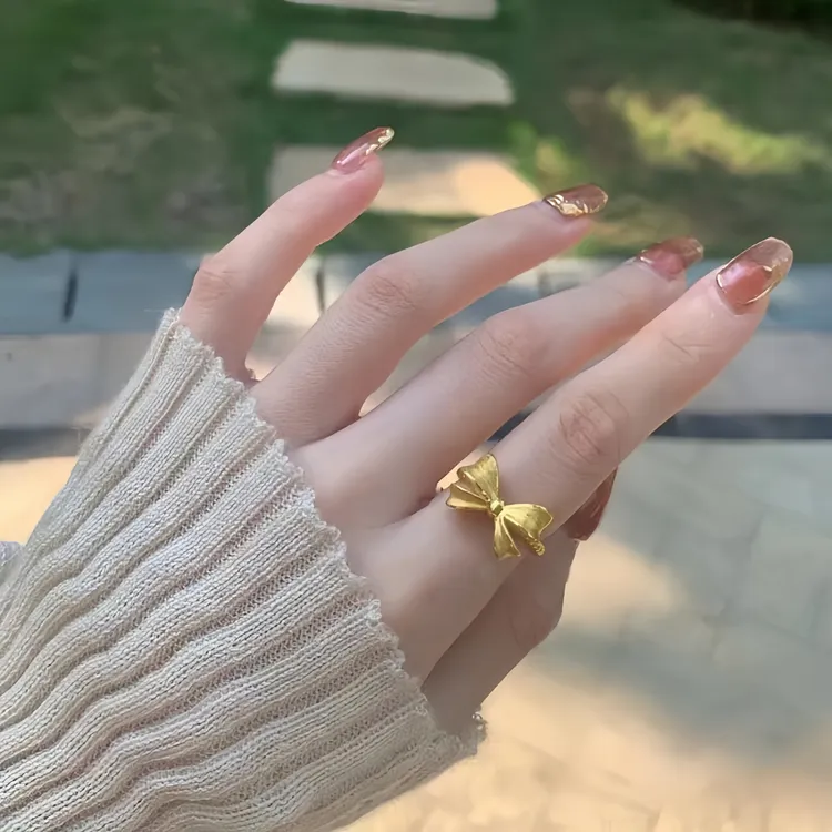 铜合金戒指 在逃公主蝴蝶结可调节戒指女时尚气质百搭开口指环ins