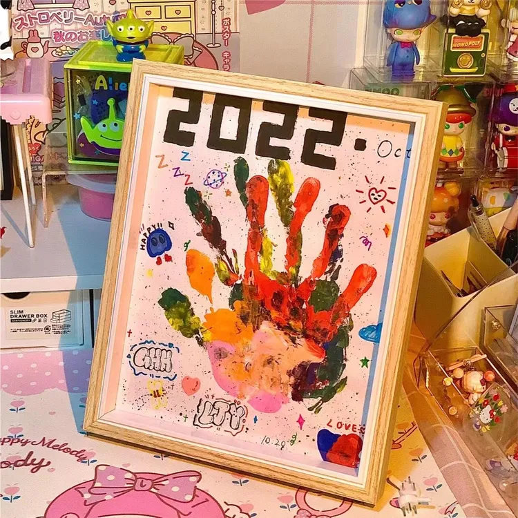 情侣手印画diy框七夕节礼物画框手工制作纪念品520毕业送对象闺蜜