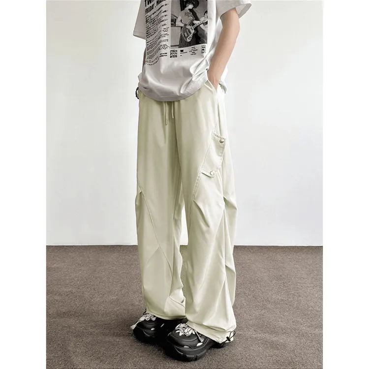 DIPAI/的派男款夏季薄款美式高街阔腿裤潮牌工装裤休闲百搭长裤子