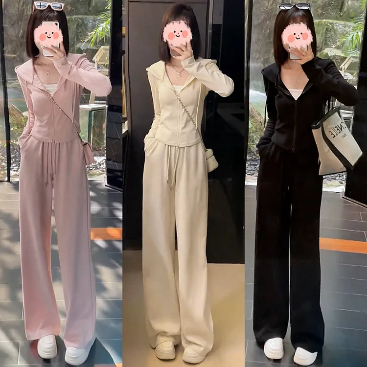 套装上衣显瘦阔腿裤气质洋气时尚休闲女装春秋长袖网红减龄宽松