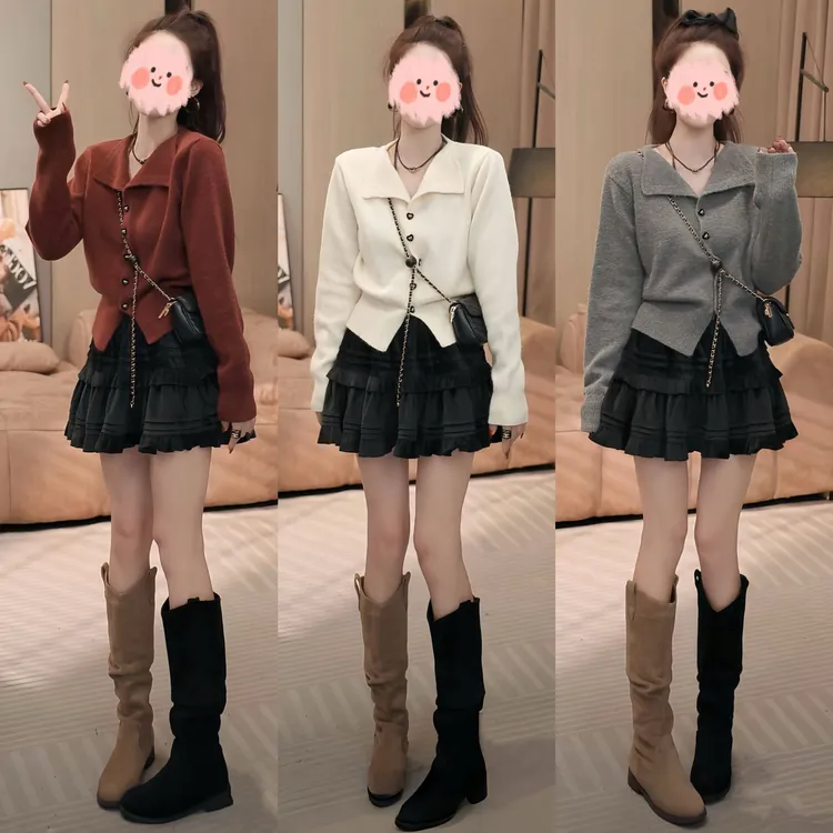 女士时尚百搭服装流行一整套气质毛衣裙子秋冬休闲套装精品女装