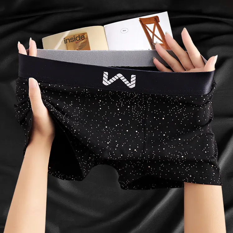 新款星空棉质男士内裤潮流时尚个性运动男生平角裤舒适内裤男款