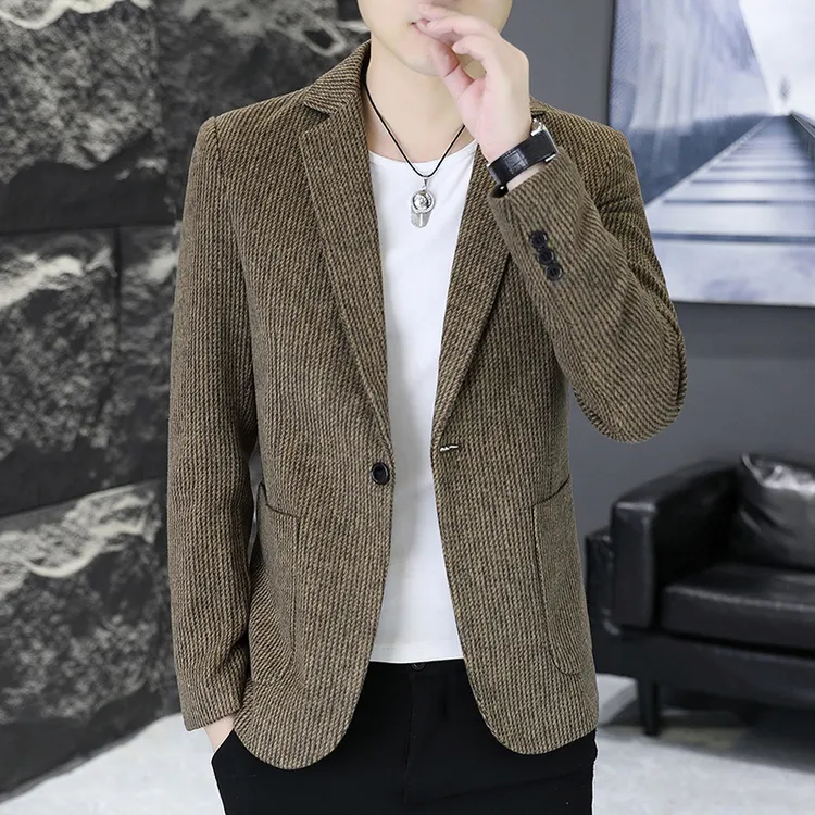 高档纯色西服外套男士秋季韩版时尚休闲上衣品质小西装男装3099
