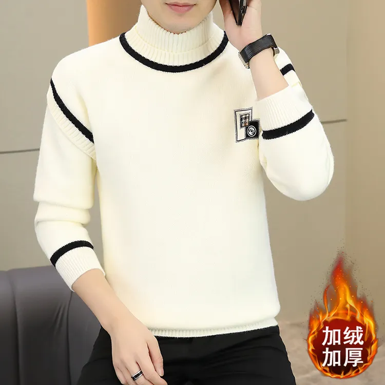 2025加厚加绒加厚毛衣男士秋冬款保暖时尚休闲打底针织衫男装7172