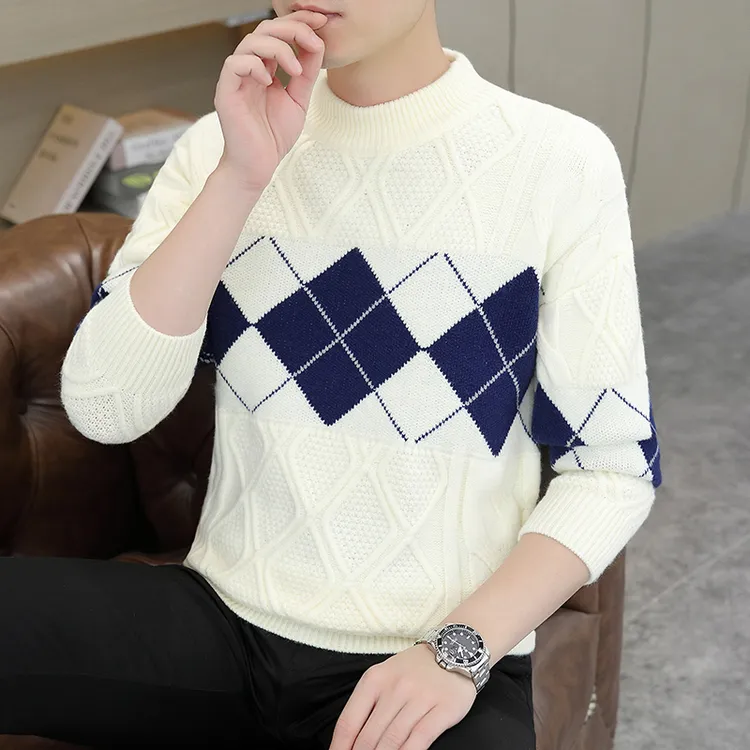 高档毛衣男新品冬季加厚保暖打底衫帅气百搭洋气针织线衣品质男装