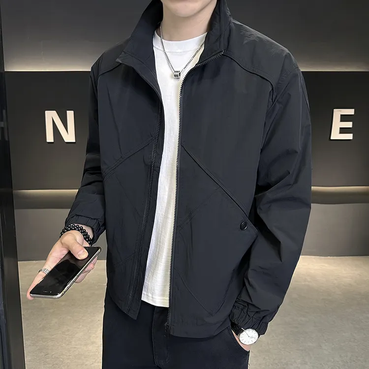 高档立领工装夹克外套男士秋季休闲百搭上衣时尚帅气品质男装8971