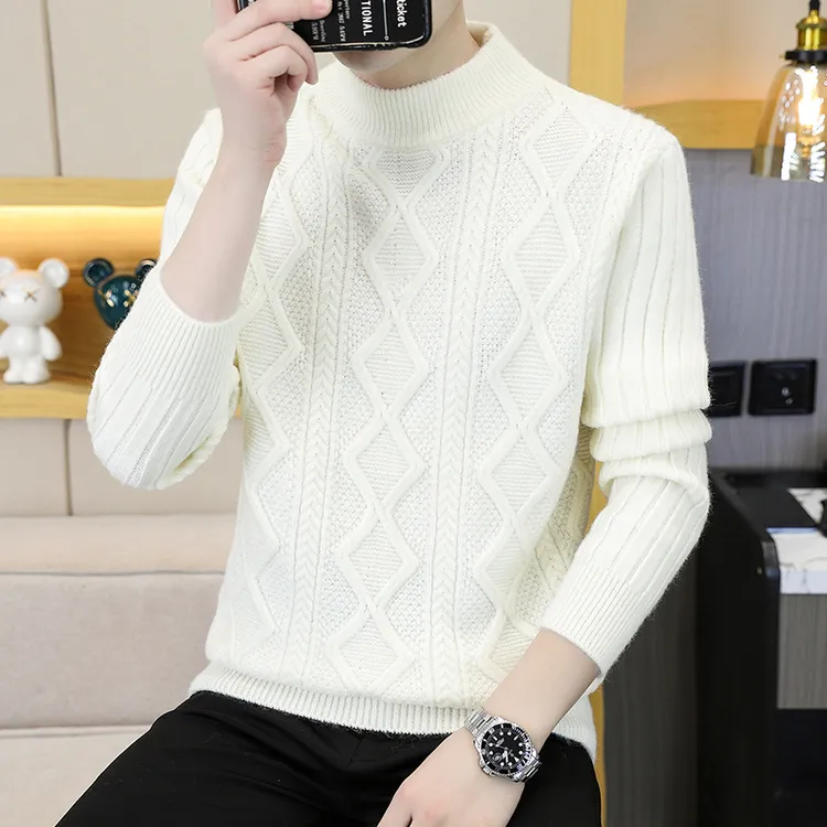 高档半高领加厚编织毛衣男士秋冬款时尚打底针织衫品质男装 9152