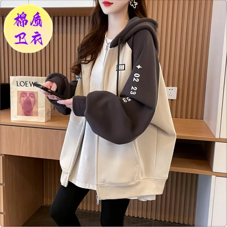 春秋薄款中长款棒球服外套字母设计感新爆加绒款秋冬季学生外套女