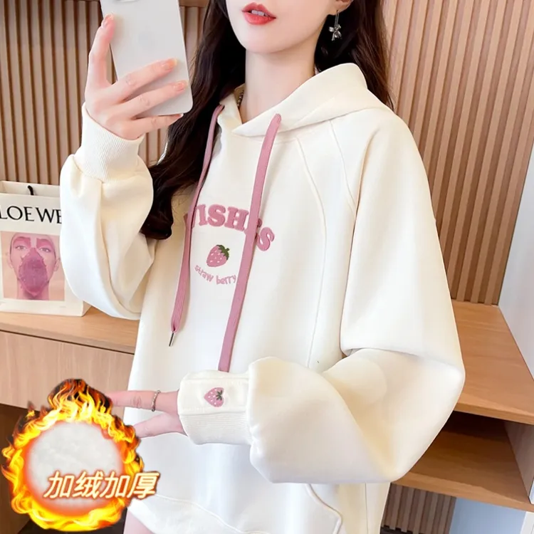 初高中女学生纯棉加绒卫衣女连帽女装超好看外套洋气减龄宽松上衣