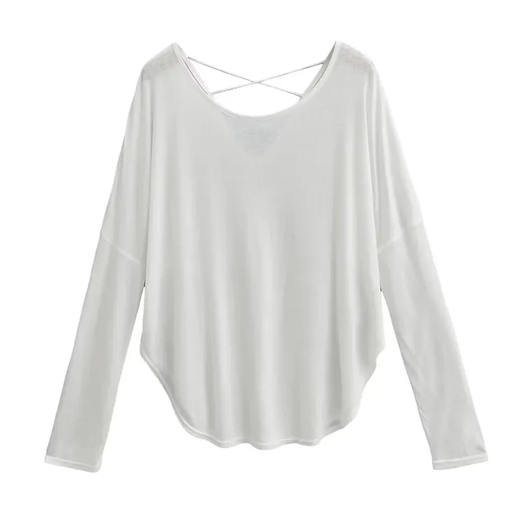 大77呀 爵士宽松长袖t恤慵懒风后背镂空显瘦罩衫