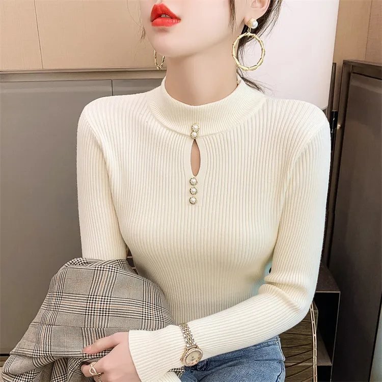 针织衫女2025新款半高领百搭毛衣打底衫女内搭时尚上衣T811