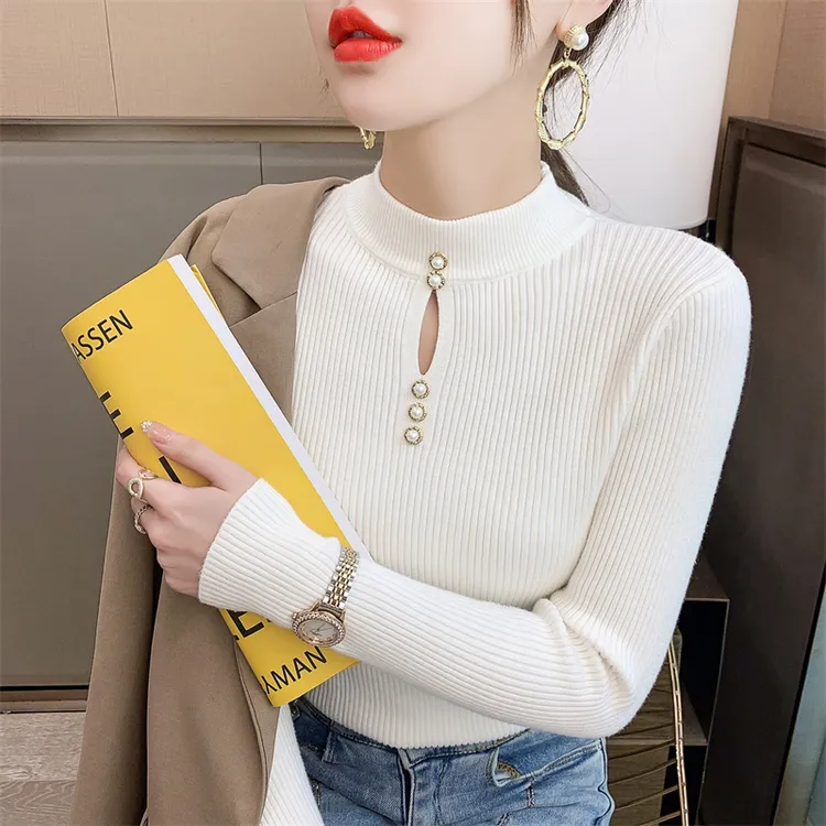 （芳芳宠粉）半高领针织衫女2024秋冬季新款百搭毛衣女打底衫上衣