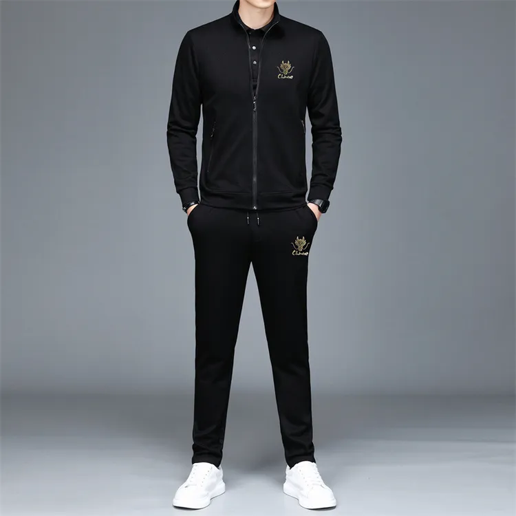 纪诗哲秋冬款中青年休闲套装宽松运动卫衣男士运动开衫老钱风男装