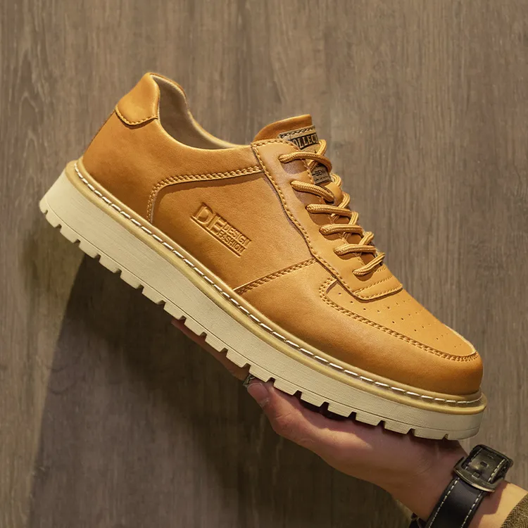 男士户外工装休闲鞋男款夏季英伦风复古皮鞋低帮透气马丁靴D8108