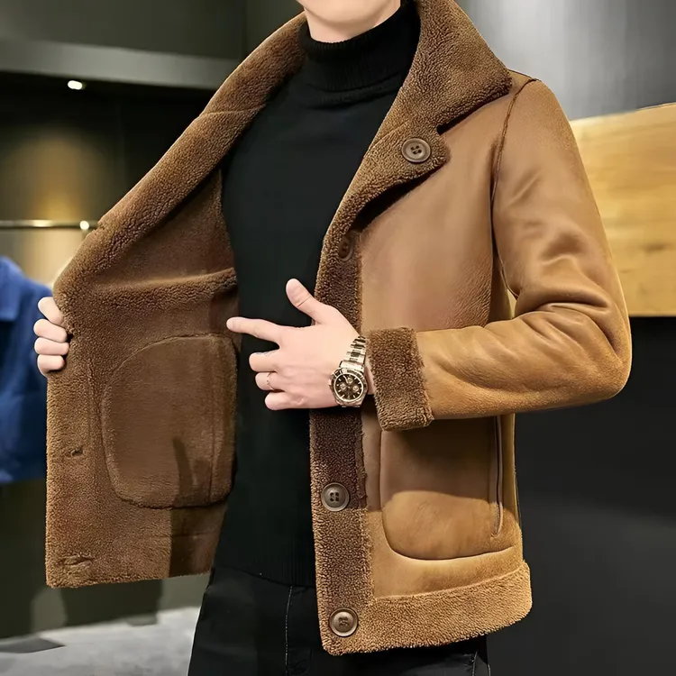 秋冬清仓捡漏两面双面一体新款外套皮毛男士加绒加厚夹克冬季男装